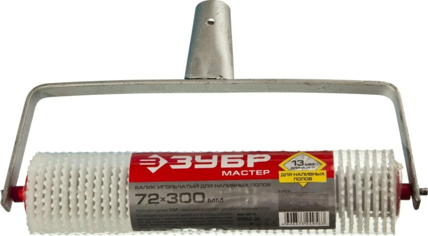 Валик для наливных полов ЗУБР МАСТЕР 300 мм игольчатый на металлической рамке, под удлинитель [03952-30]