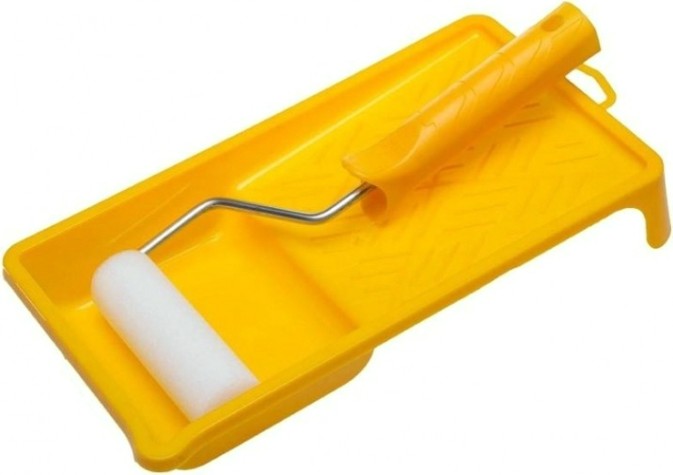 Валик малярный стержневой STAYER ПОРОЛОН набор мини с ванночкой, 110мм [0544-10]