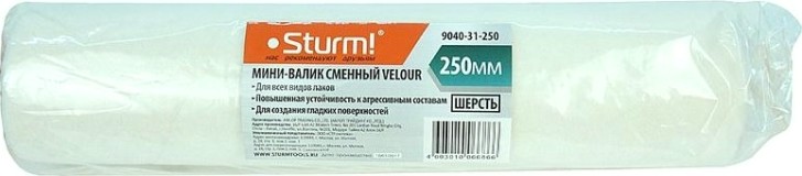 Валик сменный Sturm VELOUR 9040-31-250 для бюгеля 8мм, 48х250мм [9040-31-250]