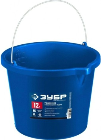 Ведро строительное ЗУБР 12л усиленное пластмассовое, с носиком [06091-12]