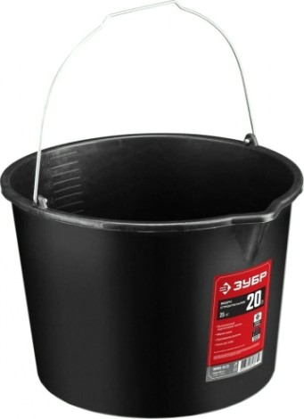 Ведро строительное ЗУБР МАСТЕР 20л, пластмассовое, высокопрочное, с носиком [06093-20_z02]