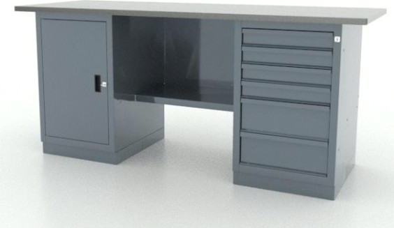 Верстак слесарный двухтумбовый FERRUM "CLASSIC" 01.206L-9007 серый [01.206L-]