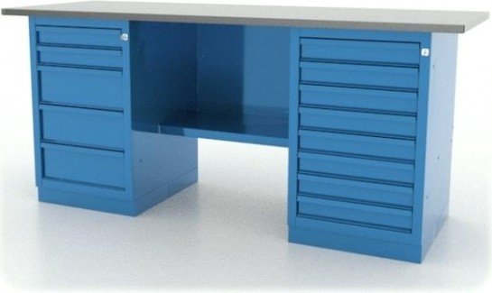 Верстак слесарный двухтумбовый FERRUM "CLASSIC" 01.258L-5015 синий [01.258L-]