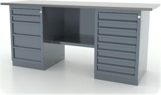 Верстак слесарный двухтумбовый FERRUM "CLASSIC" 01.258L-9007 серый