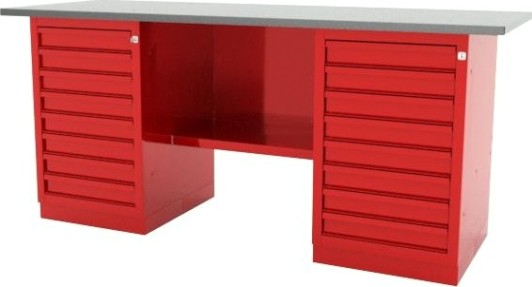 Верстак слесарный двухтумбовый FERRUM "CLASSIC" 01.288L-3000 красный [01.288L-]