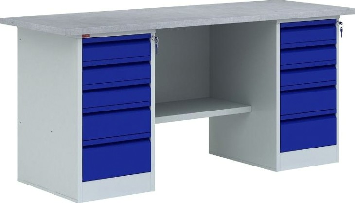 Верстак слесарный двухтумбовый ПАКС ВП-6 (ст-3;т-2;т-2;к-3) [ЦБ000000786]