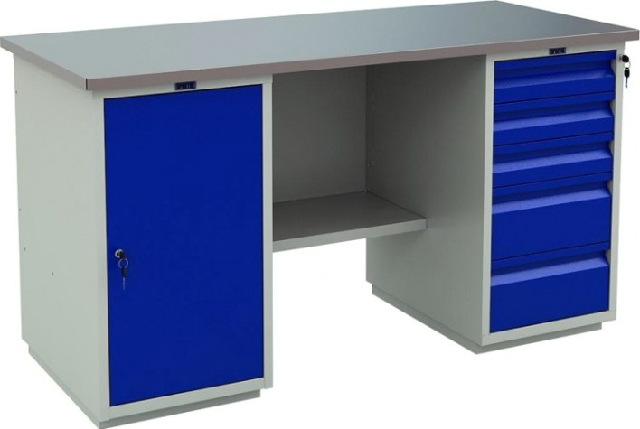 Верстак слесарный двухтумбовый ПРАКТИК Profi (№603) WT160.WD1/WD5.000