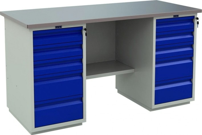 Верстак слесарный двухтумбовый ПРАКТИК Profi (№604) WT160.WD5/WD5.000