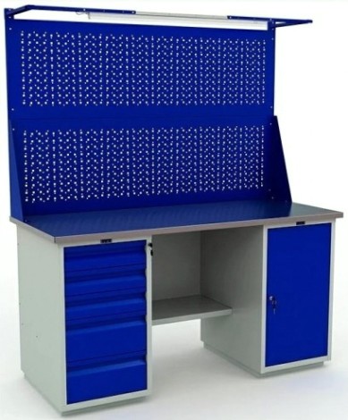 Верстак слесарный двухтумбовый ПРАКТИК Profi (№605) WT160.WD1/WD5.021