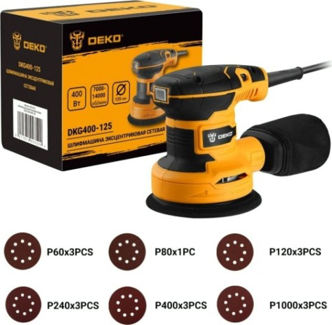 Виброшлифмашина эксцентриковая сетевая DEKO DKG400-125 (063-2203) [063-2203]