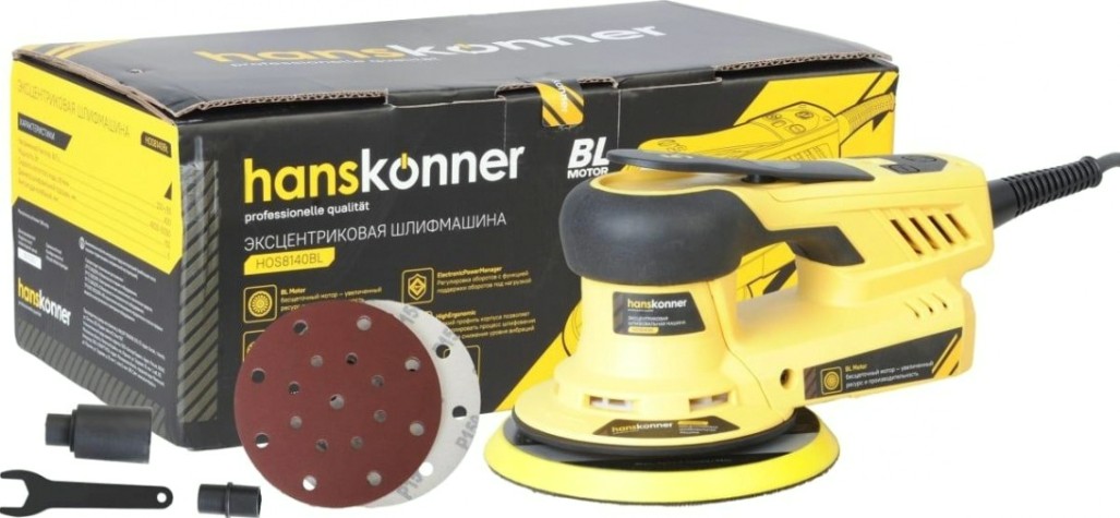 Виброшлифмашина эксцентриковая сетевая HANSKONNER HOS8140BL бесщеточная Виброшлифмашина эксцентриковая сетевая HANSKONNER HOS8140BL бесщеточная