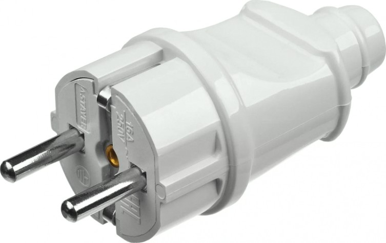 Вилка электрическая с заземлением STAYER MASTER 16а/220в, белая, прямая 55160-W [55160-W]