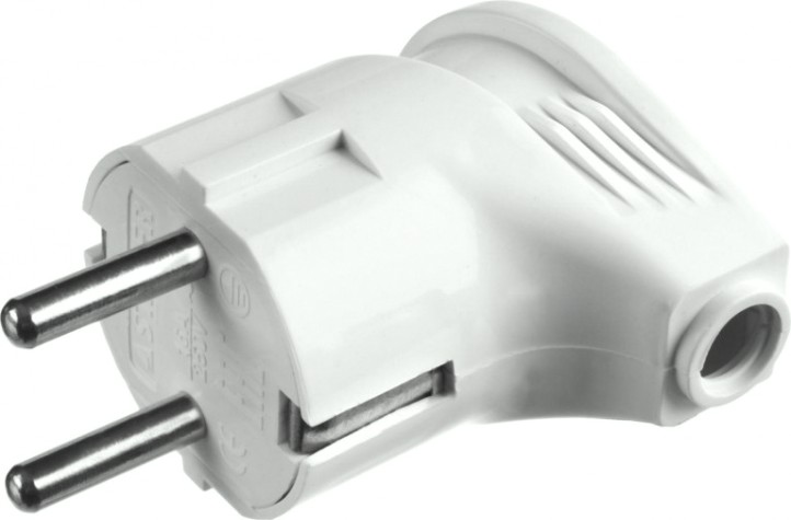 Вилка электрическая с заземлением STAYER MAXSTER 16а/220в, белая, угловая, 55161-W [55161-W]