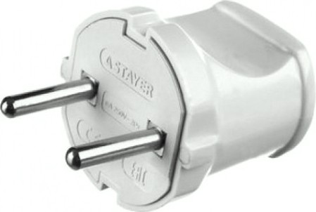 Вилка электрическая STAYER MASTER 6а/220в, белая, 55150-W [55150-W]