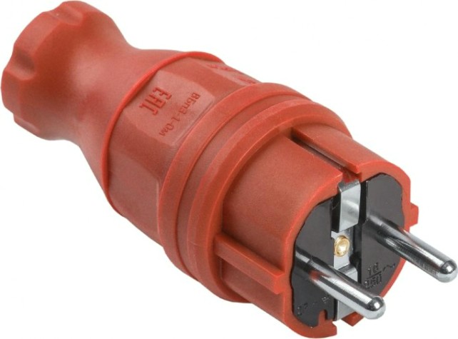 Вилка прямая IEK ОМЕГА ВБп3-1-0м ip44 каучук, красная [PKR01-016-2-K04]