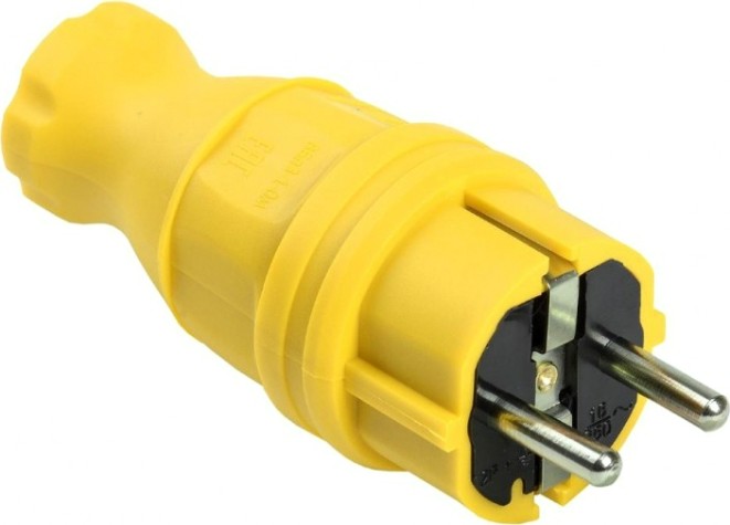 Вилка прямая IEK ОМЕГА ВБп3-1-0м ip44 каучук, желтая [PKR01-016-2-K05]