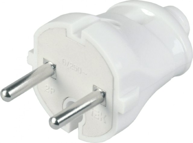 Вилка разборная IEK ВПп20-01 прямая без заземл. контакта 6а [EVP20-06-01-K01]