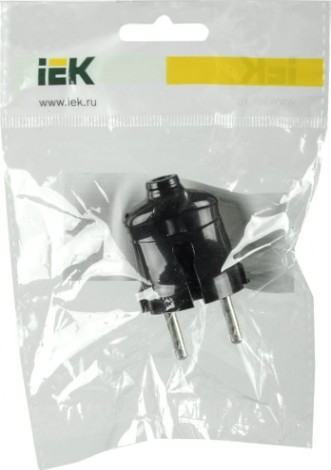 Вилка разборная IEK ВПп20-02 прямая без заземл. контакта 6а черн. [EVP20-06-01-K02]