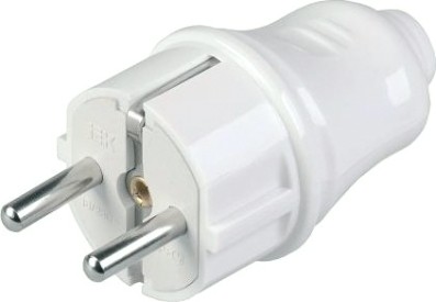 Вилка разборная прямая IEK ВПп10-01-Ст с заземляющим контактом 16А белая [EVP10-16-01-K01]
