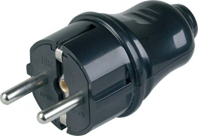 Вилка разборная прямая IEK ВПп10-02-Ст с заземляющим контактом 16А черная [EVP10-16-01-K02]