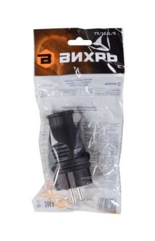 Вилка разборная ВИХРЬ 73/12/1/5 прямая с/з, каучук ip44 16а