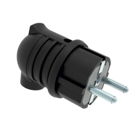 Вилка REXANT 111-003 угловая влагозащищенная, с/з, 16A, IP44 каучук