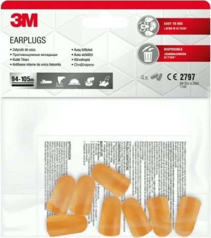 Вкладыши противошумные 3M 1104 одноразовые, 4 пары/уп [7100180078]
