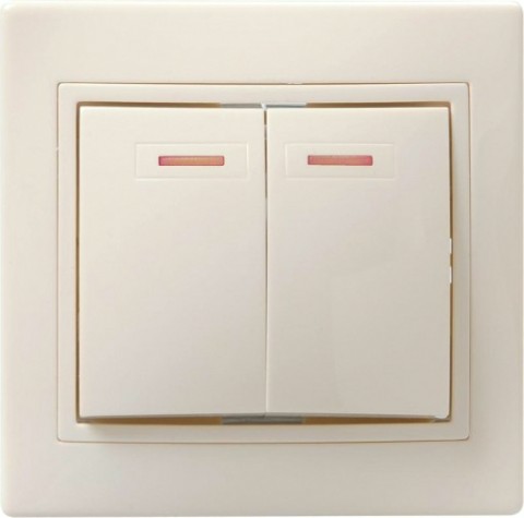 Выключатель 2-клавишный IEK ВС10-2-1-ККм 10А КВАРТА для скрытой установки Кремовый [EVK21-K33-10-DM]