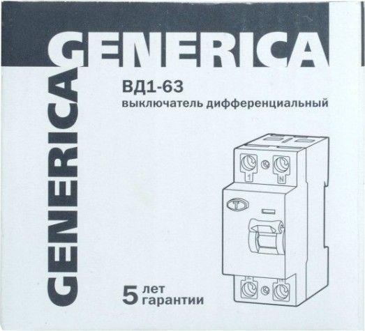 Выключатель дифференциальный (УЗО) IEK GENERICA ВД1-63 (узо) 2п 32А 30мА тип АС [MDV15-2-032-030]
