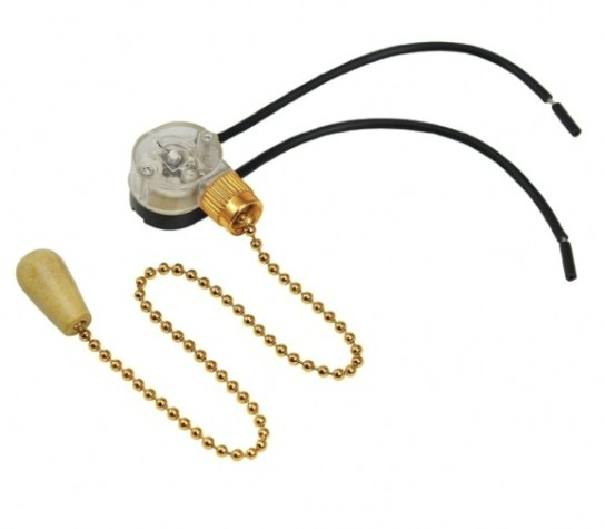 Выключатель для настенного светильника REXANT 32-0104 (уп. 10 штук) c проводом и деревянным наконечником, Gold [32-0104]