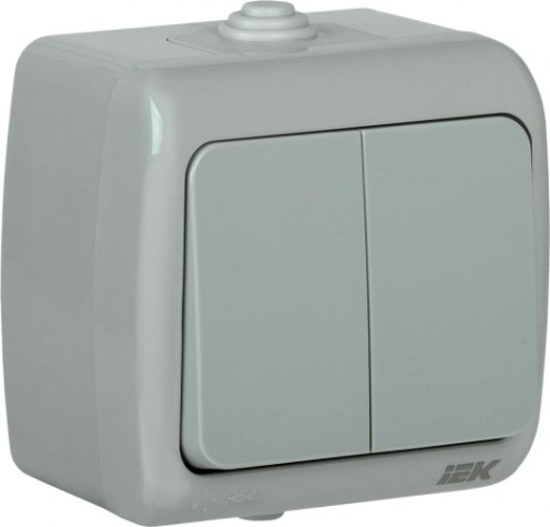 Выключатель двухклавишный IEK Aquatic ВС-20-2-0-А 10А ip54 [EVA20-K03-10-54]