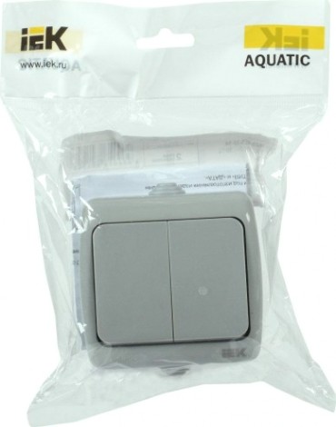 Выключатель двухклавишный IEK Aquatic ВС-20-2-0-А 10А ip54 [EVA20-K03-10-54]