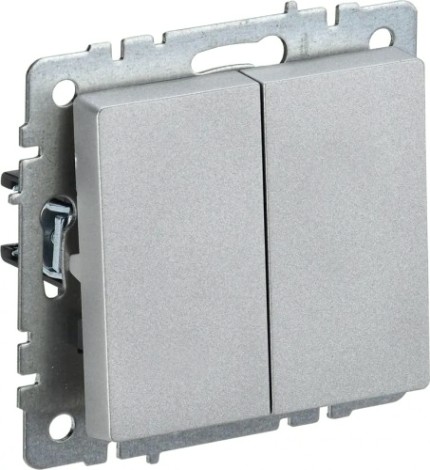 Выключатель двухклавишный IEK BRITE ВС10-2-0-БрА 10А алюм. [BR-V20-0-10-K47]