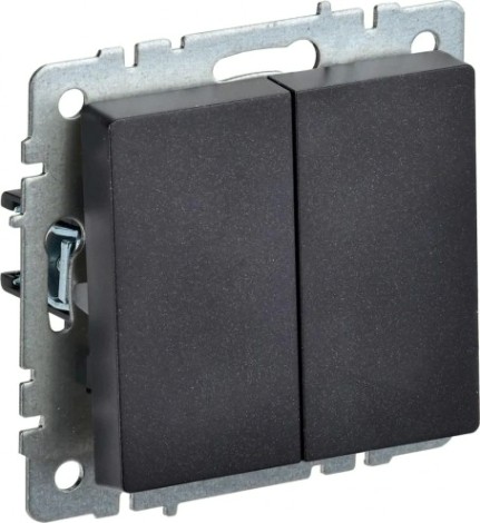 Выключатель двухклавишный IEK BRITE ВС10-2-0-БрЧ 10А черный [BR-V20-0-10-K02]
