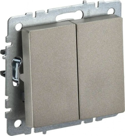 Выключатель двухклавишный IEK BRITE ВС10-2-0-БрШ 10А шампань [BR-V20-0-10-K37]