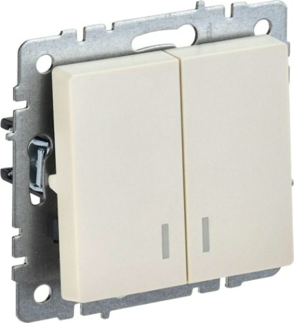 Выключатель двухклавишный IEK BRITE ВС10-2-1-БрК 10А с индикацией бежевый [BR-V20-1-10-K10]