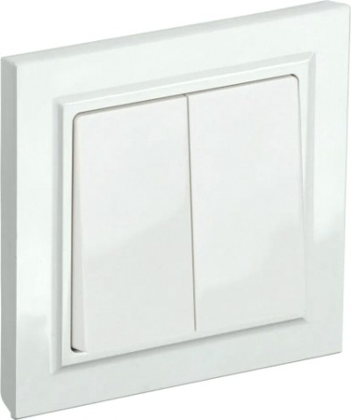 Выключатель двухклавишный IEK BRITE ВСР10-2-0-БрБ 10А в сборе белый [BR-V20-0-10-K01-F]
