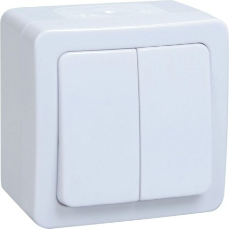 Выключатель двухклавишный IEK Гермес Plus ВС20-2-0-ГПБ 10А IP54, белый [EVMP20-K01-10-54-EC]