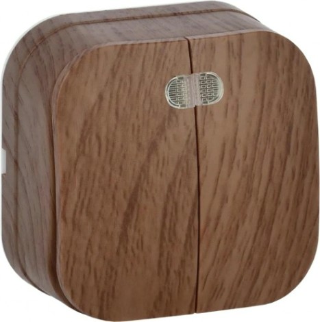 Выключатель двухклавишный IEK GLORY ВС20-2-1-ХД 10А с индикацией, дуб [EVH21-K24-10]