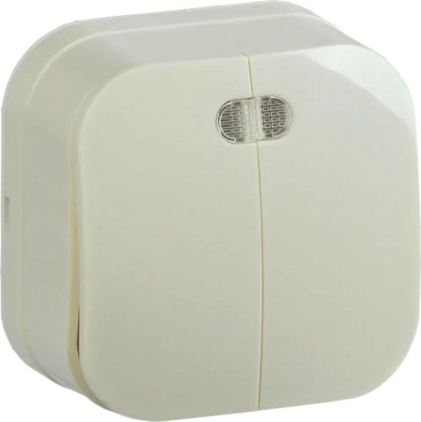 Выключатель двухклавишный IEK GLORY ВС20-2-1-ХК 10А с индикацией, кремовый [EVH21-K33-10]