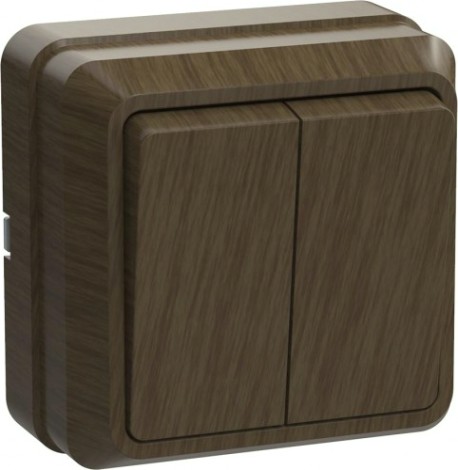 Выключатель двухклавишный IEK Октава ВС20-2-0-ОД 10А IP20 дуб [EVO20-K04-10-DC]