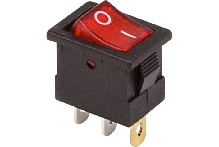 Выключатель клавишный REXANT 12V 15А (3с) ON-OFF (уп.10 штук) красный с подсветкой Mini (RWB-206-1, SC-768) [36-2170]