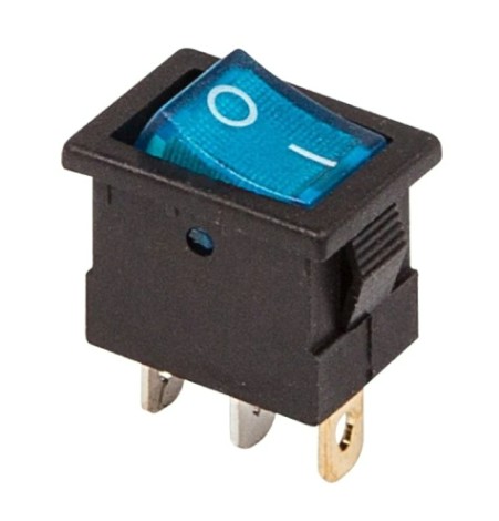 Выключатель клавишный REXANT 12V 15А (3с) ON-OFF (уп.10 штук) синий с подсветкой Mini (RWB-206-1, SC-768) [36-2171]