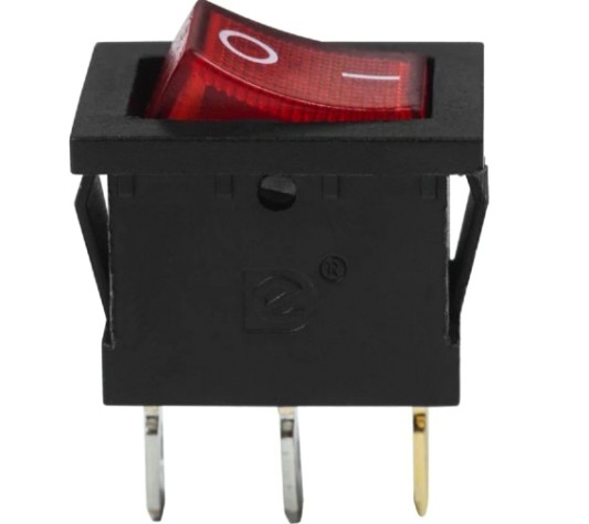 Выключатель клавишный REXANT 24V 15А (3с) ON-OFF (уп.10 штук) красный с подсветкой Mini (RWB-206-1) [36-2165]