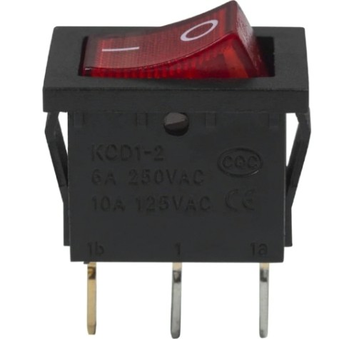 Выключатель клавишный REXANT 24V 15А (3с) ON-OFF (уп.10 штук) красный с подсветкой Mini (RWB-206-1) [36-2165]