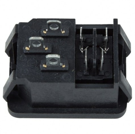 Выключатель клавишный REXANT 250V 10А (4с) ON-OFF (уп. 10 штук) красный с подсветкой и штекером C14 3PIN (RWG-112) [36-2270]