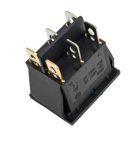 Выключатель клавишный REXANT 250V 15A (6с) ON-OFF (уп.10 штук) красный/зеленый с подсветкой ДВОЙНОЙ (RWB-511) [36-2450]