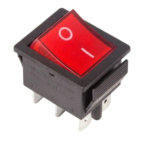 Выключатель клавишный REXANT 250V 15A (6с) ON-ON красный с подсветкой (RWB-506, SC-767) индив.уп. [36-2350-1]