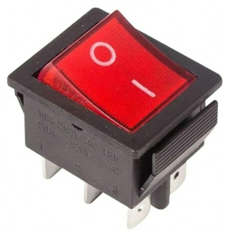 Выключатель клавишный REXANT 250V 15A (6с) ON-ON (уп.10 штук) красный с подсветкой (RWB-506, SC-767) [36-2350]