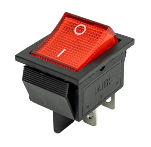 Выключатель клавишный REXANT 250V 16A (4с) ON-OFF красный с подсветкой (RWB-502, SC-767, IRS-201-1) [36-2330-1]